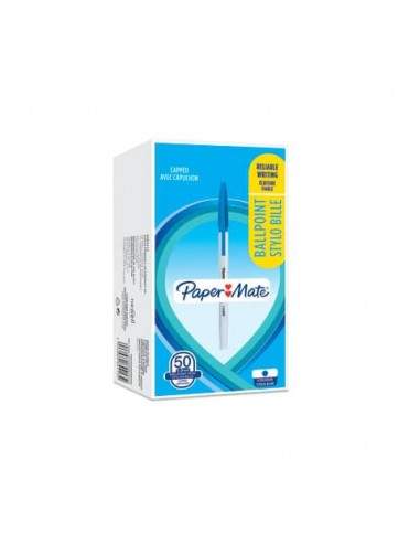 Penne a sfera con cappuccio Paper Mate PM 045 1 mm Blu Conf. 50 pezzi - 2084413  - 1