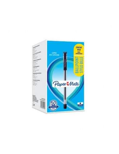 Penne a sfera con cappuccio Paper Mate PM Brite 0,7 mm Nero Conf. 50 pezzi - 2084418  - 1