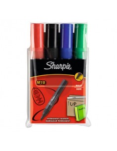 Marcatori permanenti Sharpie M15 punta tonda 1,8 mm Nero/Blu/Rosso/Verde Set da 4 - S0187296 Sharpie - 1