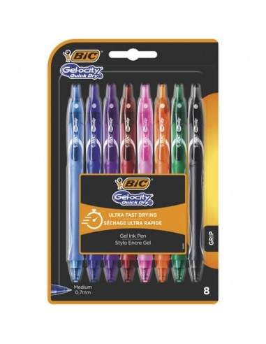 Penna gel a scatto BIC Gelocity Quick Dry 0,7 mm assortiti Conf. 8 pezzi - 964770 Bic - 1