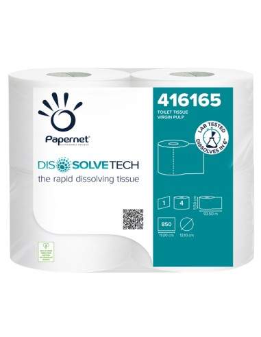 Carta Igienica Papernet DissolveTech - 1 veli - 850 strappi - 416165 (conf.4)