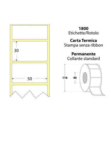 Rotolo da 1800 etichette adesive - 50x30 mm - Termica Eco - Anima 40 - My Label My Label - 2