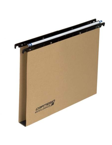 Cartelle sospese orizzontali per cassetti CARTESIO ECO 39 cm fondo U 3 cm avana Conf. 25 pezzi - 100/395 3-A1