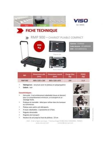 Carrello pieghevole Viso 80x52x87 cm nero - portata 200 kg - alluminio e plastica - RMP900