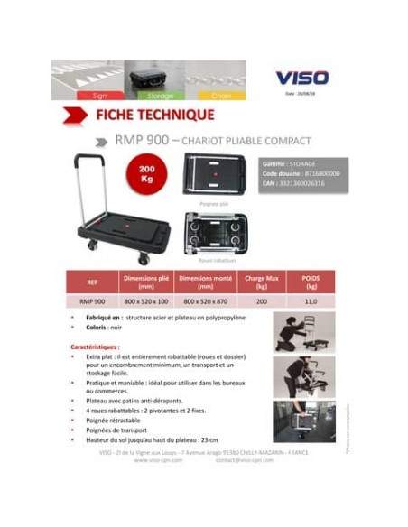 Carrello pieghevole Viso 80x52x87 cm nero - portata 200 kg - alluminio e plastica - RMP900