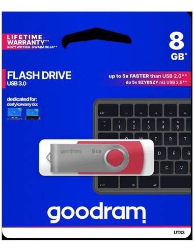 Pendrive GoodRAM 8GB UTS3 RED USB 3.0 - retail blister Goodram - 1