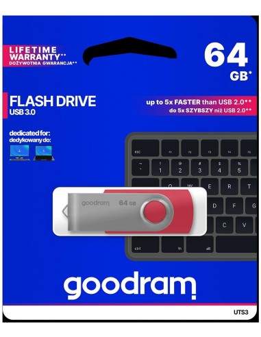 Pendrive GoodRAM 64GB UTS3 RED USB 3.0 - retail blister Goodram - 1
