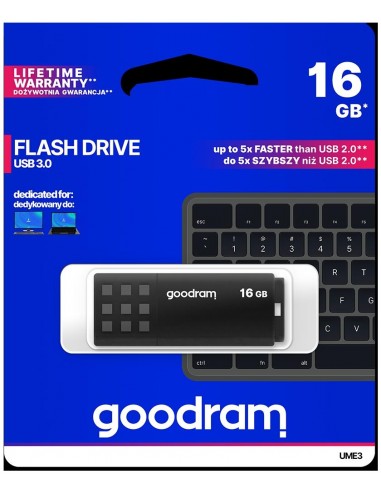 Pendrive GoodRAM 16GB BLACK USB 3.0 - retail blister Goodram - 1