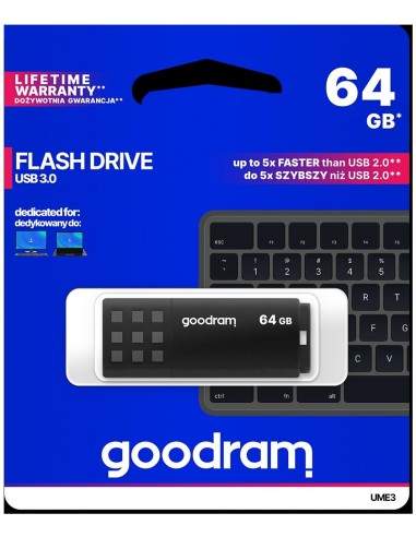 Pendrive GoodRAM 64GB BLACK USB 3.0 - retail blister Goodram - 1