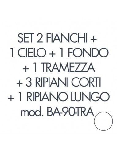 Set 2 fianchi+1 cielo+1 fondo+1 tramezza +3 piani corti+1 piano lungo per armadio Tecnical 2 BA-90-TRA bianco 805141163071