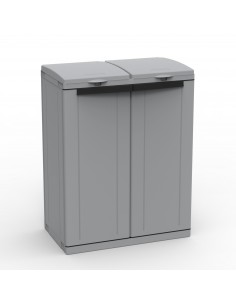 Contenitore EcoCab 2 per raccolta differenziata - 68x39x88,7 cm - 2 portasacco da 110 L ciascuno - grigio/nero - Terry Terry Sto