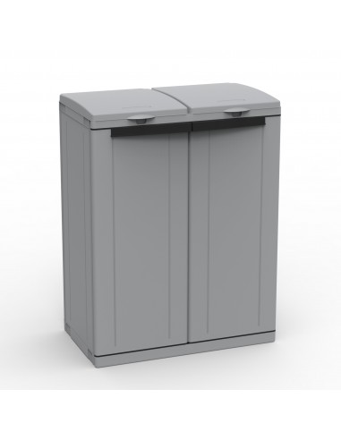 Contenitore EcoCab 2 per raccolta differenziata - 68x39x88,7 cm - 2 portasacco da 110 L ciascuno - grigio/nero - Terry