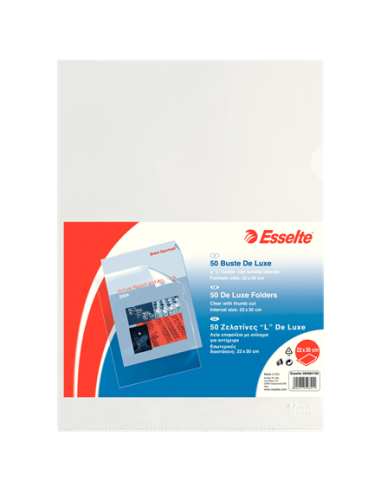 Buste a L Copy Safe Esselte - Deluxe - 22x30 cm - PPL - trasp. lucido - 395084100 (conf.50) Esselte - 2