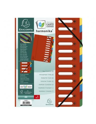 Classificatore Harmonika® 12 divisori - 24,5x32 cm rosso 55125E