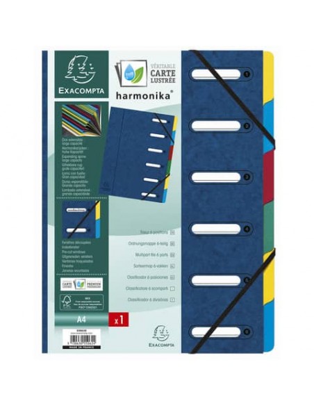 Classificatore Harmonika® 6 divisori - 24,5x32 cm blu 55062E