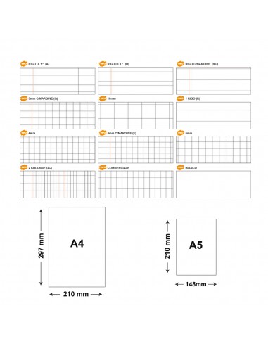 Conf. 10 Maxi Quadernone BM Color 80 Basic formato A4 80 fogli assortito