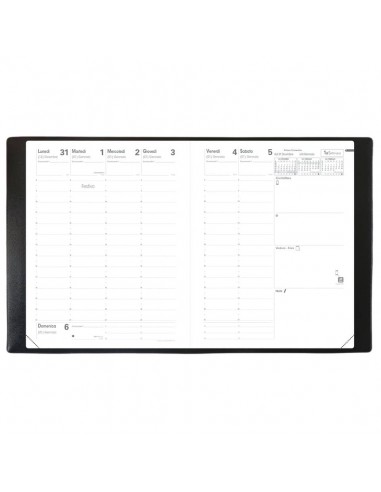 Agenda settimanale Quo Vadis Presidente 21x27 cm - rivest. sintetico lucido Madera nero 016303Q Quo Vadis - 2