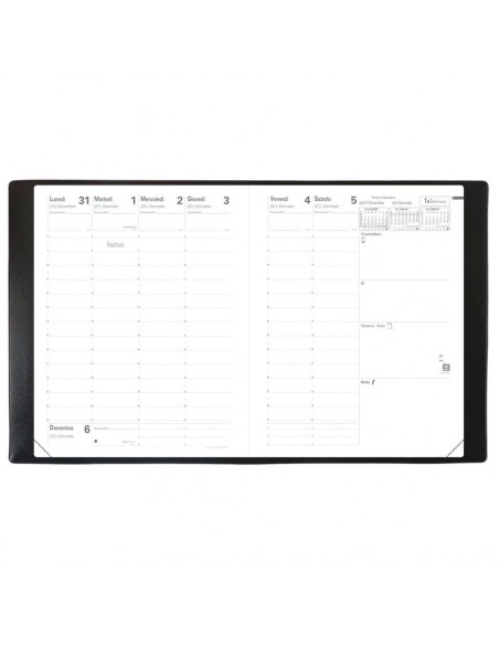 Agenda settimanale Quo Vadis Presidente 21x27 cm - rivest. sintetico lucido Madera nero 016303Q Quo Vadis - 2