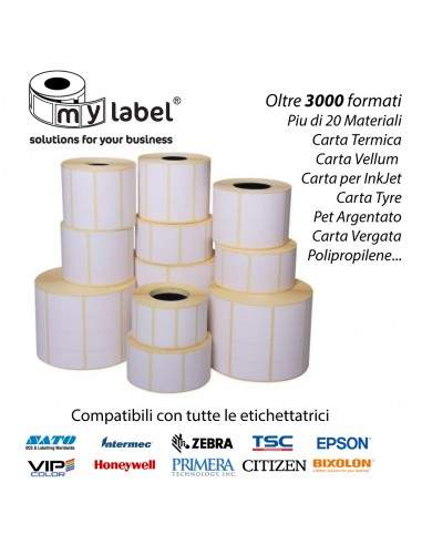 Rotolo da 1100 etichette - 57x25- My Label - Termica Eco - d.i. 25 d.e. 81 - adesivo permanente - neutra bianca - gap 2,096 My L