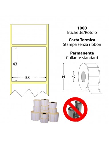 Rotolo da 1000 etichette adevisa per bilancia - 58x143 mm - Termica Eco - Anima 40 - My Label