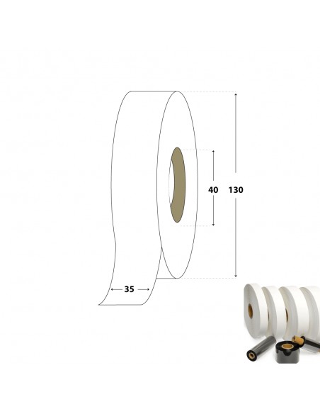 Nastro in poliestere composizioni tessili mm 35 x 100 mt  Bianco - lavaggi domestici - anima 40 My Label - 2