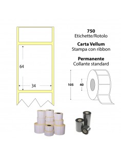 Rotolo da 750 etichette adesive - 34x64 mm - Carta Vellum - Anima 40 - My Label My Label - 1