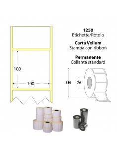 Rotolo da 1250 etichette adesive - 100x100 mm - Carta Vellum - Anima 76 - My Label My Label - 2
