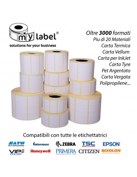 Rotolo da 1000 etichette adesive - 50x60 mm - Poliestere Argentato da 36 mic - Anima 40 - My Label
