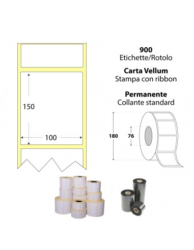 Rotolo da 900 etichette adesive - 100x150 mm - Carta Vellum - Anima 76 - My Label