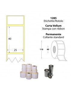Rotolo da 1285 etichette adesive - 25x40 mm - Carta Vellum - Anima 40 - My Label