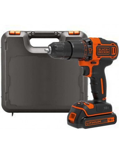 BLACK+DECKER Trapano Avvitatore Batteria a Percussione, 1 Batteria Litio, con 2 velocità meccaniche, 18V, BDCHD18K-QW Black&Deck