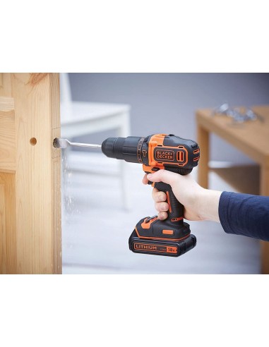 BLACK+DECKER Trapano Avvitatore Batteria a Percussione, 1 Batteria Litio, con 2 velocità meccaniche, 18V, BDCHD18K-QW Black&Deck