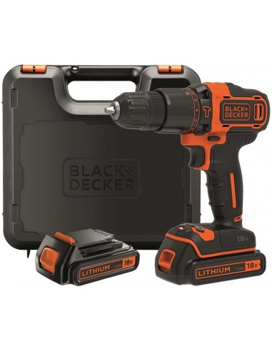 BLACK+DECKER BDCHD18KB-QW Trapano/Avvitatore con Percussione, 18 V, 2 Batterie, 0-360/0-1400 Giri/min Black&Decker - 1