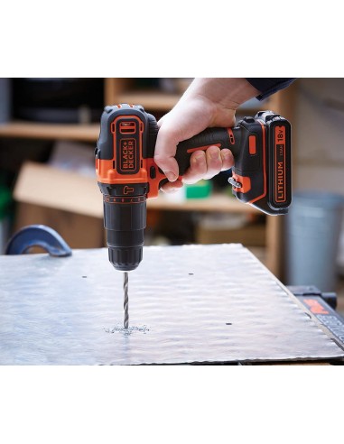 BLACK+DECKER BDCHD18KB-QW Trapano/Avvitatore con Percussione, 18 V, 2 Batterie, 0-360/0-1400 Giri/min Black&Decker - 2
