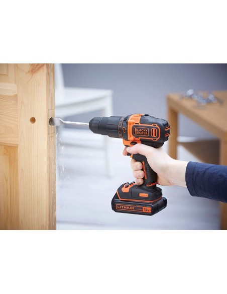 BLACK+DECKER BDCHD18KB-QW Trapano/Avvitatore con Percussione, 18 V, 2 Batterie, 0-360/0-1400 Giri/min Black&Decker - 3