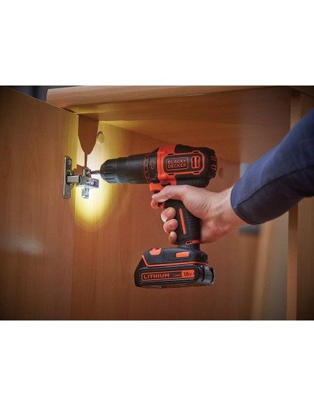 BLACK+DECKER BDCHD18KB-QW Trapano/Avvitatore con Percussione, 18 V, 2 Batterie, 0-360/0-1400 Giri/min Black&Decker - 5