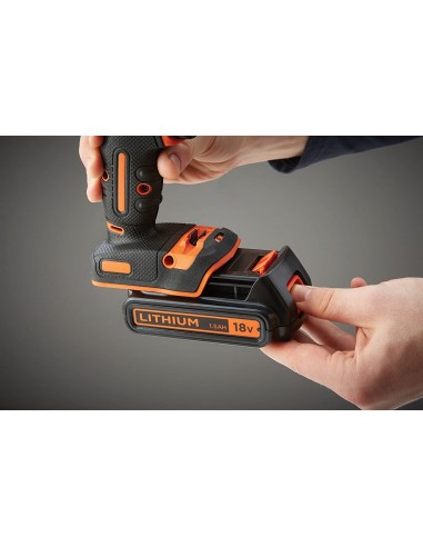 BLACK+DECKER Trapano Avvitatore Batteria a Percussione, 1 Batteria Litio, con 2 velocità meccaniche, 18V, BDCHD18K-QW Black&Deck