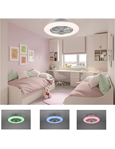 Ventilatore Da Soffitto Con Plafoniera A Led Dimmerabile Rgb Cambiocolore Mod.Stralsund Cm.50  - 2