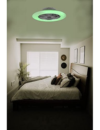 Ventilatore Da Soffitto Con Plafoniera A Led Dimmerabile Rgb Cambiocolore Mod.Stralsund Cm.50  - 3