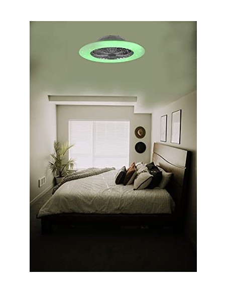 Ventilatore Da Soffitto Con Plafoniera A Led Dimmerabile Rgb Cambiocolore Mod.Stralsund Cm.50  - 3