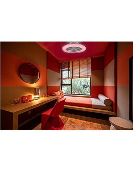 Ventilatore Da Soffitto Con Plafoniera A Led Dimmerabile Rgb Cambiocolore Mod.Stralsund Cm.50  - 4