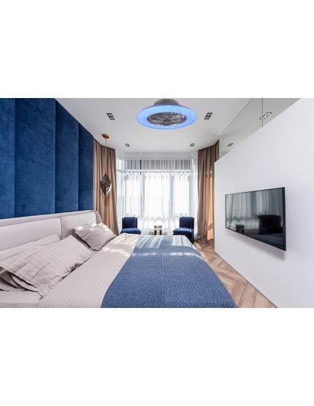 Ventilatore Da Soffitto Con Plafoniera A Led Dimmerabile Rgb Cambiocolore Mod.Stralsund Cm.50  - 5