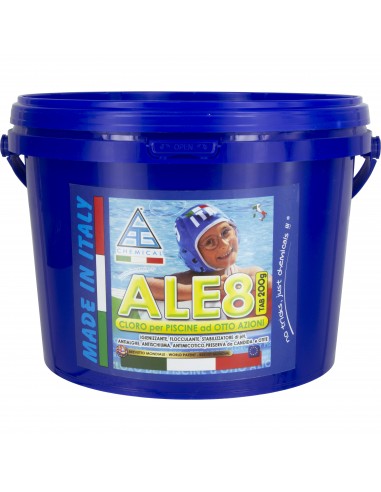 Cloro 8 Funzioni per Piscine in Pastiglie da 200 gr. Conf. da 5 Kg - Ale8 P200 CAG CHEMICAL - 1