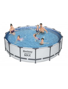 Piscina Rotonda 457X107H Con Telaio e Pompa BestWay Mod. Steel Pro MAX 56488 Grigio Chiaro BESTWAY - 1