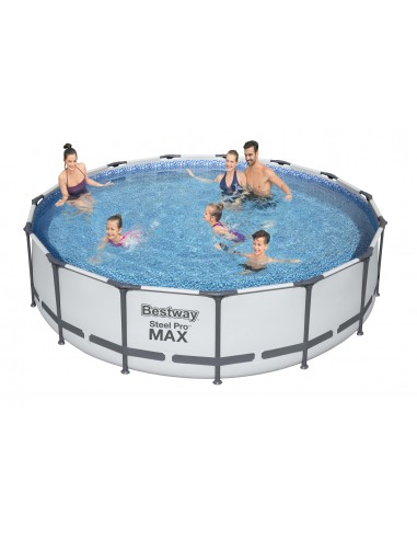 Piscina Rotonda 457X107H Con Telaio e Pompa BestWay Mod. Steel Pro MAX 56488 Grigio Chiaro BESTWAY - 1