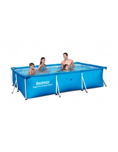 Piscina Rettangolare 300X201X66H Con Telaio e Pompa BestWay Mod. Steel Pro 56411 Blu BESTWAY - 1