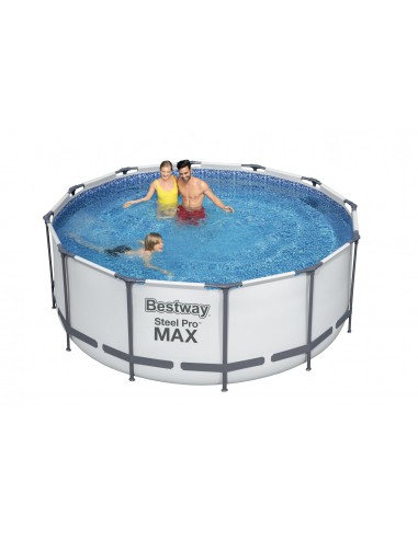 Piscina Rotonda 366X122H Con Telaio e Pompa BestWay Mod. Steel Pro MAX 56420 Grigio Chiaro BESTWAY - 1