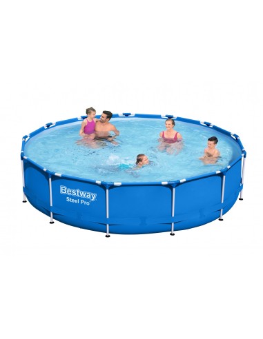 Piscina Rotonda 396X84H cm Con Telaio e Pompa BestWay Mod. Steel Pro 5612E Blu BESTWAY - 1