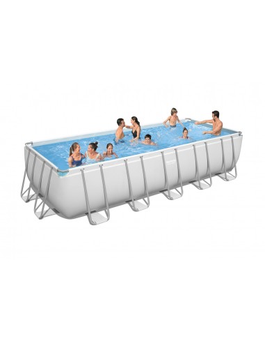 Piscina Rettangolare 640X274X132H Con Telaio e Pompa BestWay Mod. Power Steel 5611Z Grigio Chiaro BESTWAY - 1