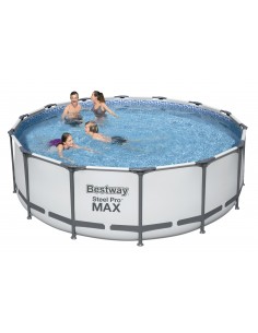 Piscina Rotonda 427x122 cm Con Telaio e Pompa BestWay Mod. Steel Pro MAX 5612X grigio chiaro BESTWAY - 1